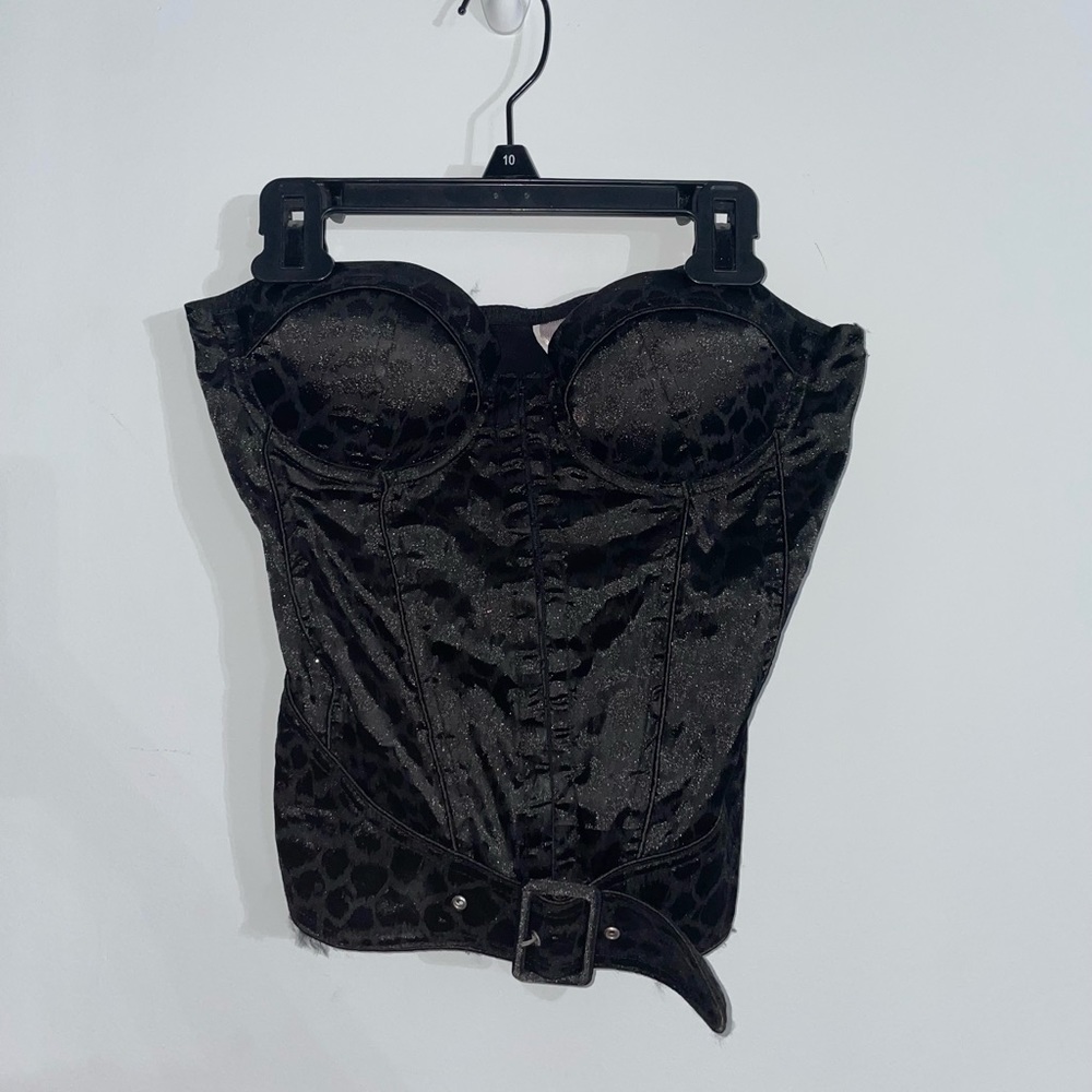 Vintage Black corset with glitter and black cheetah print